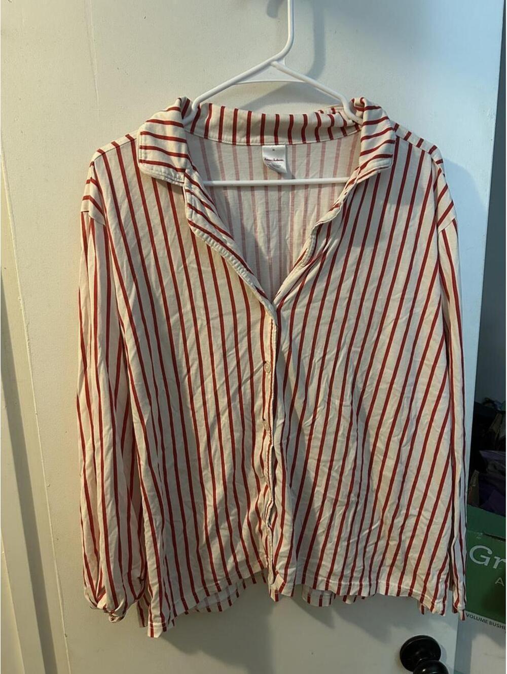 Hanna Andersson red and white striped cotton blouse in XL